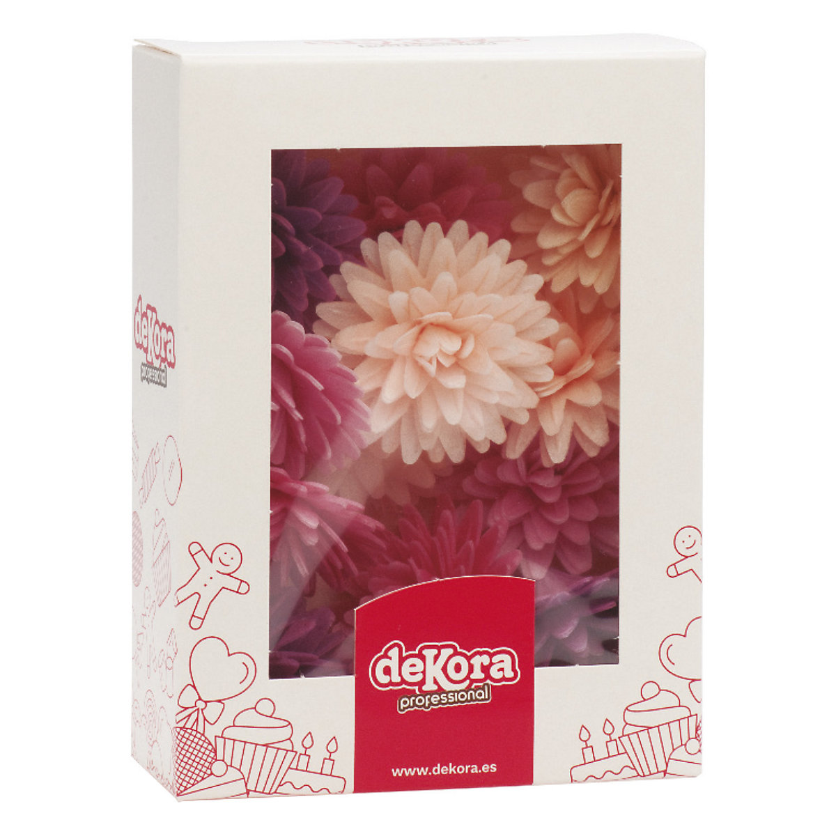 Essbare Blumen für die Torte aus Oblate, 12 Stück, je 4,5cm, 6 Farben Mix