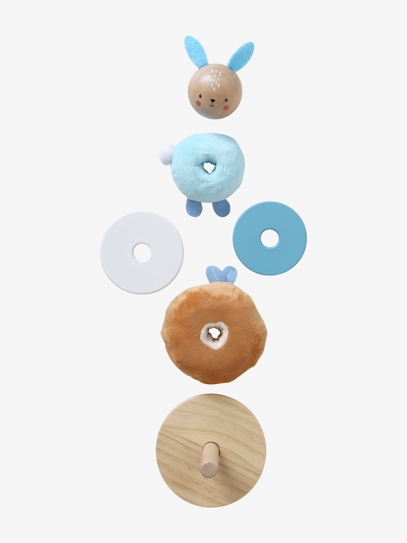 Vertbaudet Baby Stapelturm WALDFREUNDE, Stoff und Holz FSC - blau