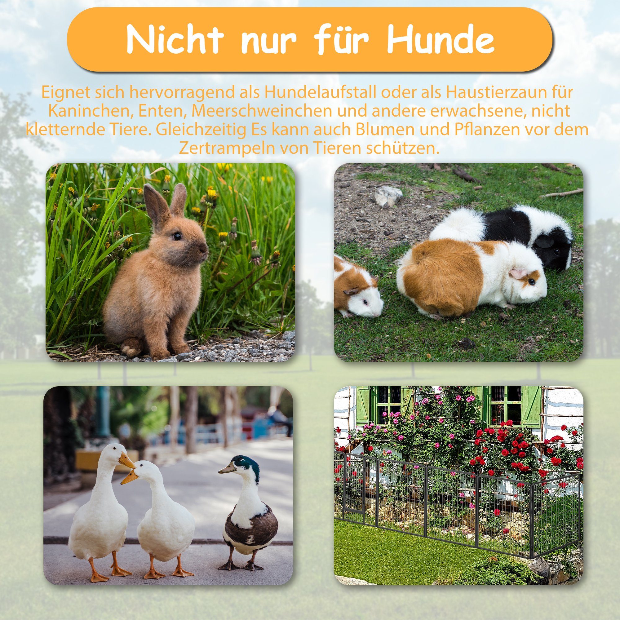 Thanaddo Hundekäfig Hundezaun, 6-teilig Metall Welpenlaufstall mit einem Tür