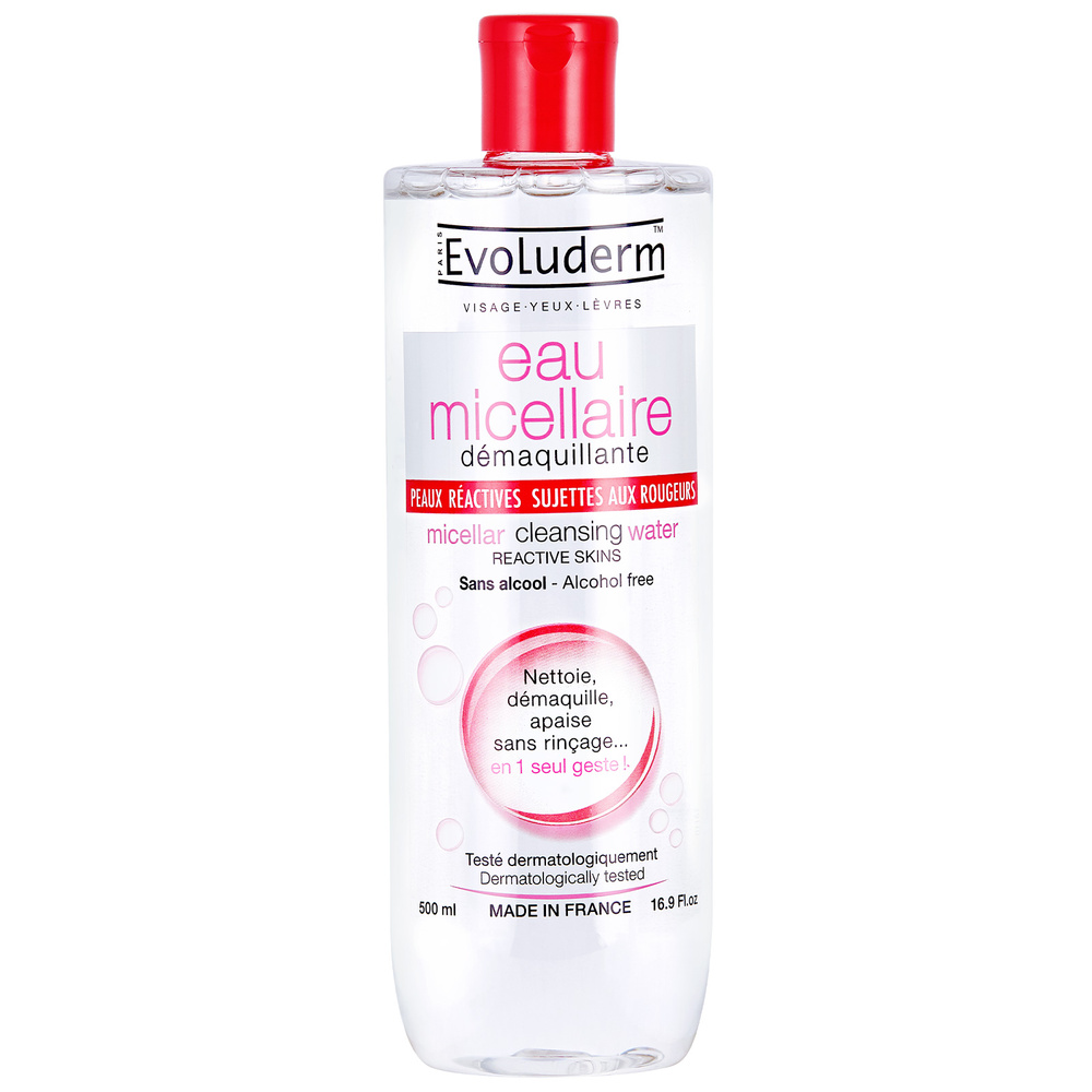 evoluderm Eau micellaire Eau Micellaire Démaquillante Peaux Réactives, Sujettes aux Rougeurs - 500 ml