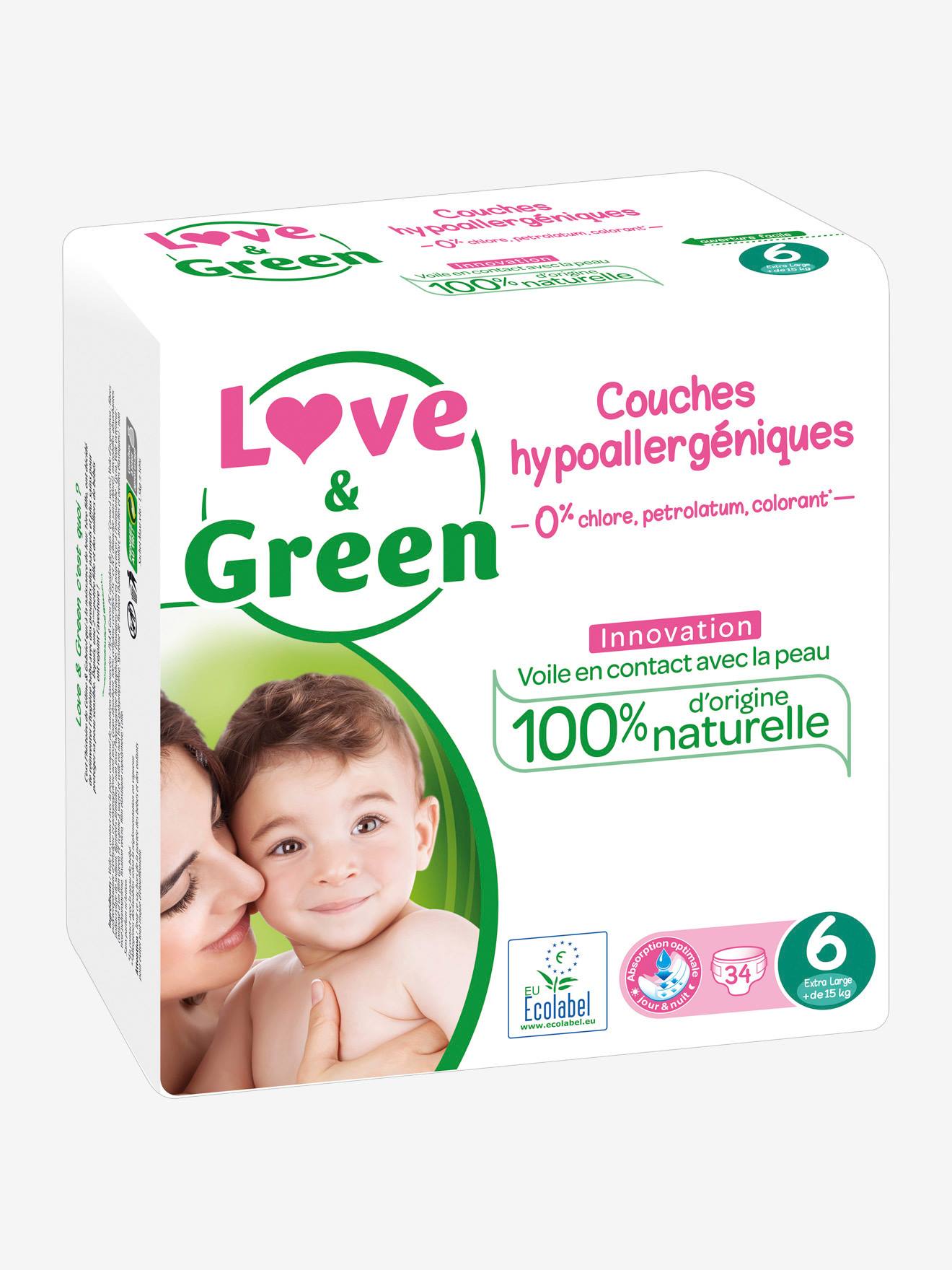 Couches hypoallergéniques T6 x 34 LOVE & GREEN blanc