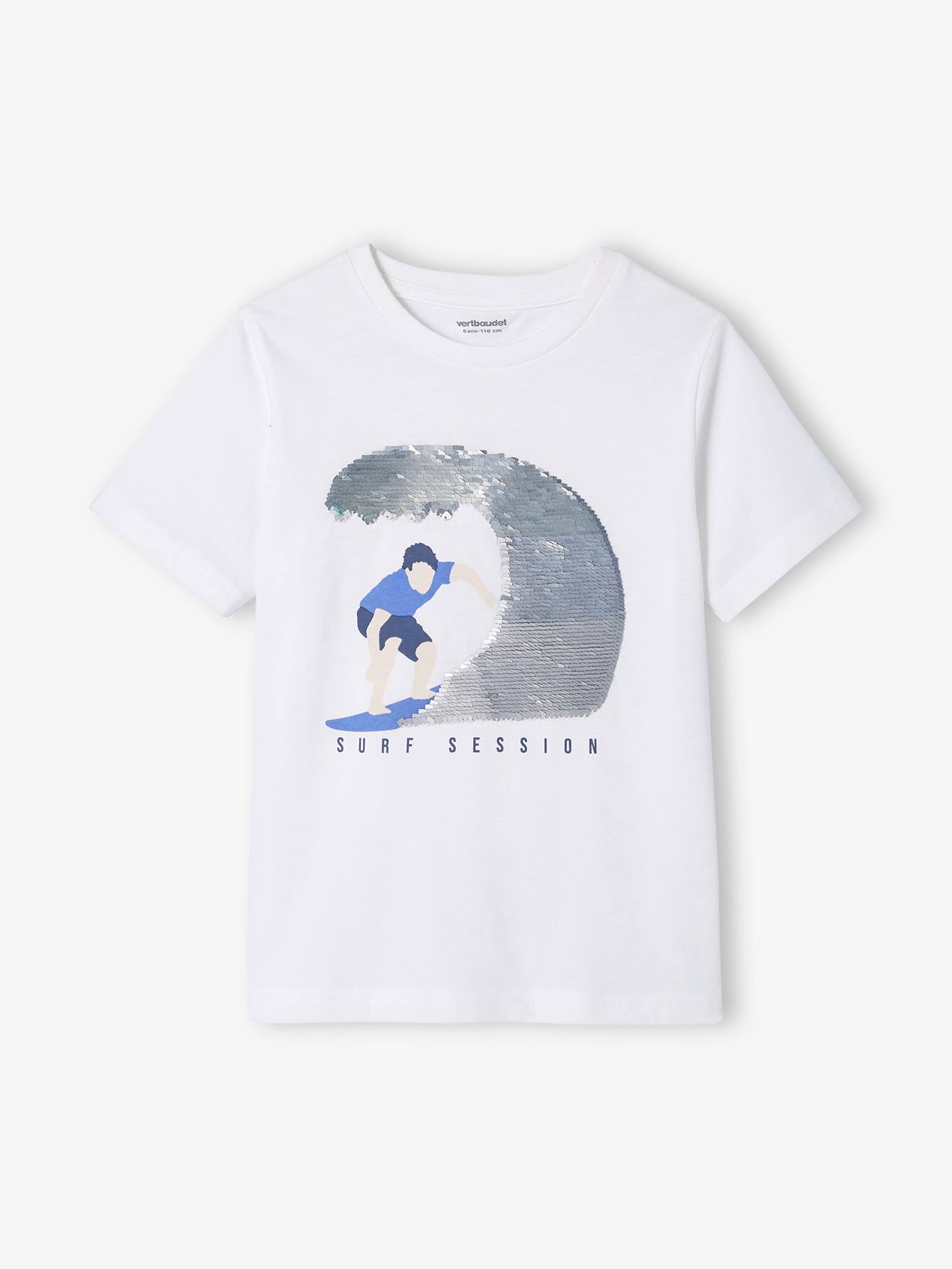 T-shirt à sequins garçon écru