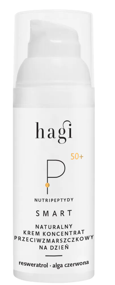 Hagi Smart P 50+ natūralus dieninis kremas nuo raukšlių – koncentratas su nutripeptidais