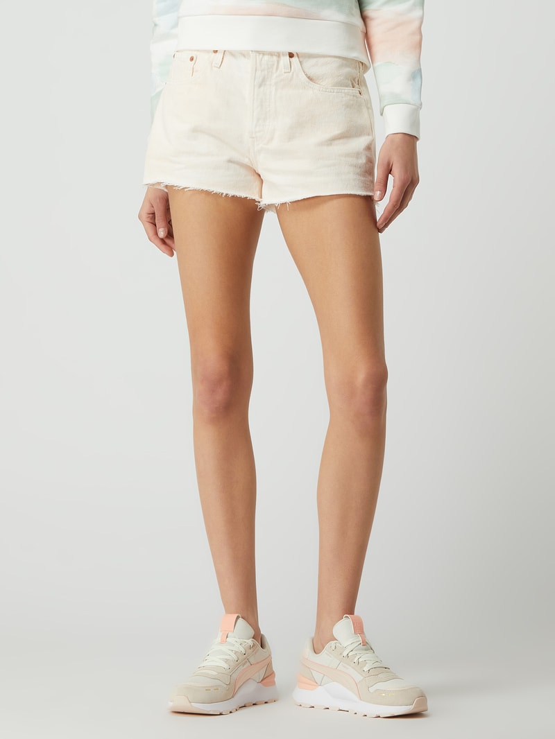 High Rise Jeansshorts aus Denim in offwhite