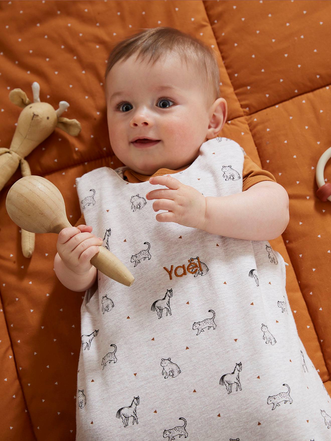 Gigoteuse sans manches personnalisable PETIT NOMADE beige chiné