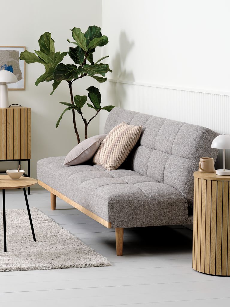 NEJEDE Sofa rozkładana NEJEDE jasnoszara tkanina