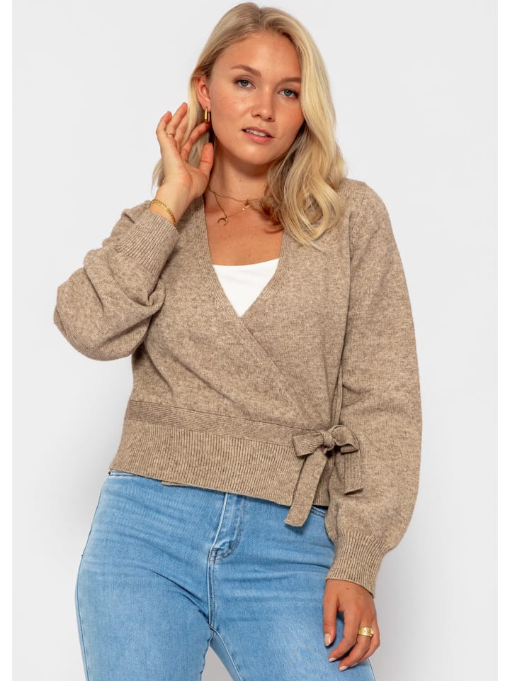 SASSYCLASSY Oversize Strick-Cardigan in Taupe günstig kaufen