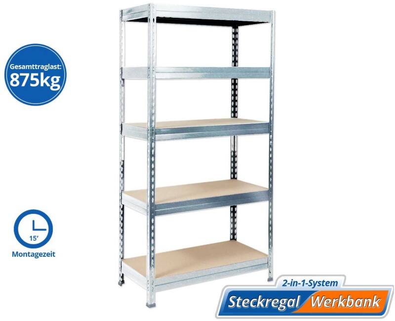 MAMMUT Schwerlastregal Verzinkt 5 Fächer 2.200 x 900 x 450 mm