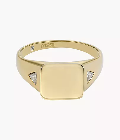 Fossil Siegelring Drew Edelstahl goldfarben