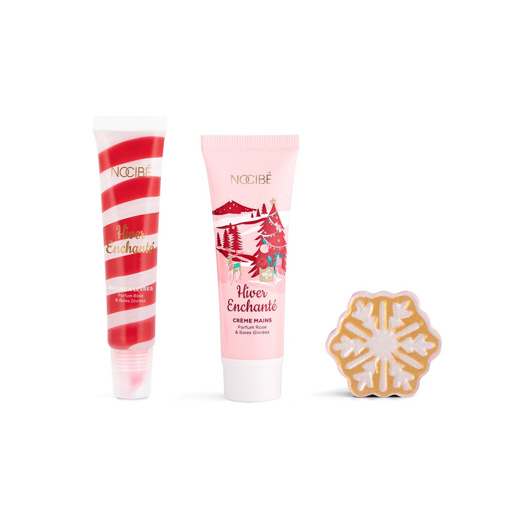 Nocibé Hiver Enchanté - Mes Surprises de Beauté Crème mains, Baume lèvres et flocon effervescent - parfum rose & baies givrées