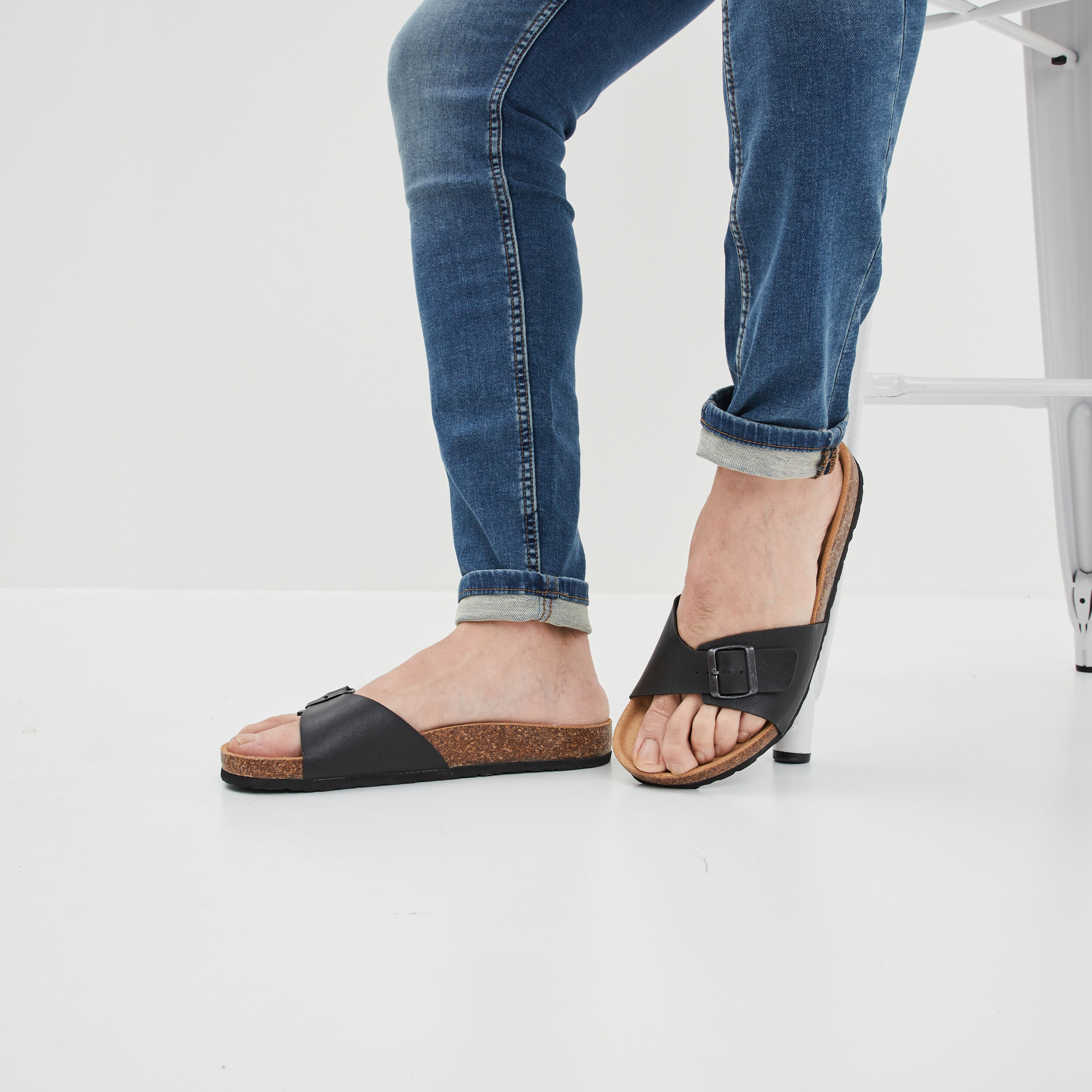 Mules avec boucles Goalitor noir homme | La Halle