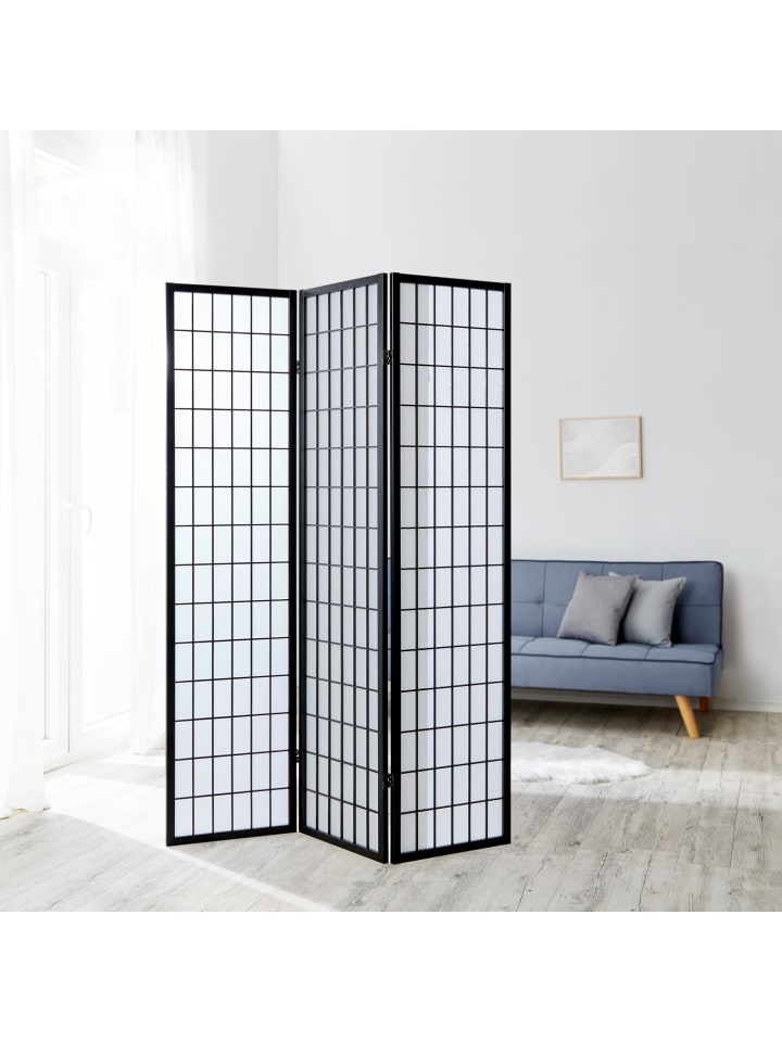 Homestyle4u 3-tlg. Paravent in Schwarz 132x175 günstig kaufen onesize