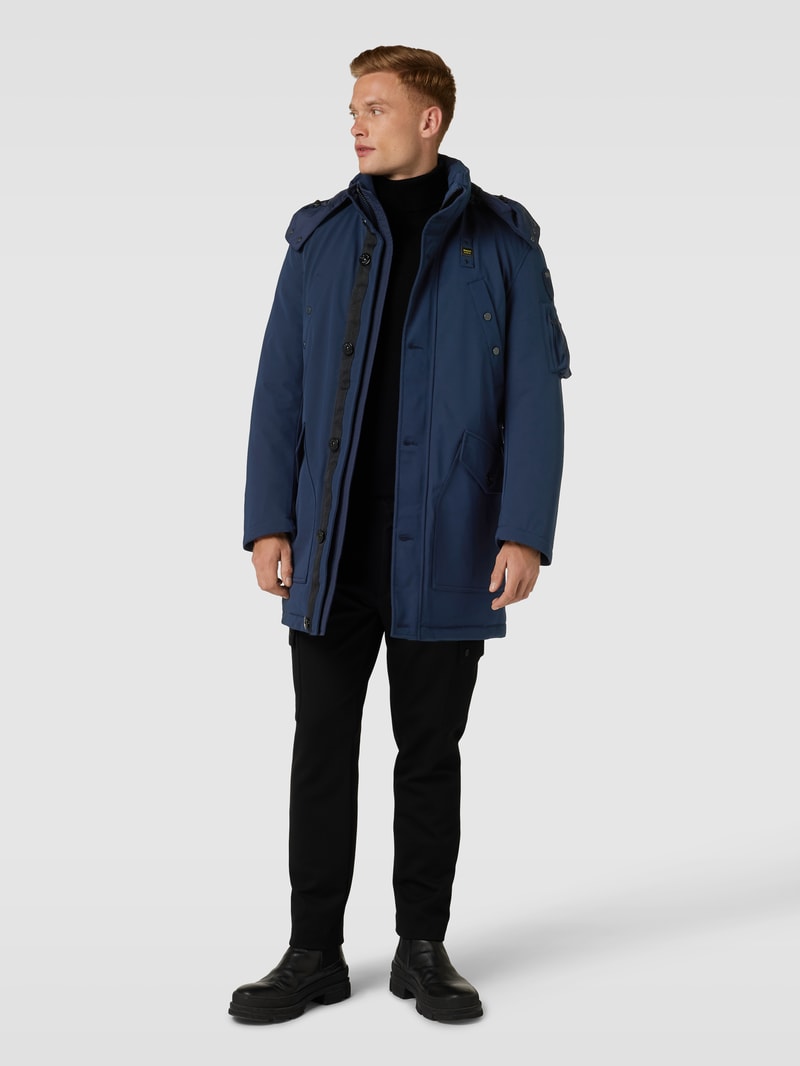 Parka mit abnehmbarer Kapuze in marineblau