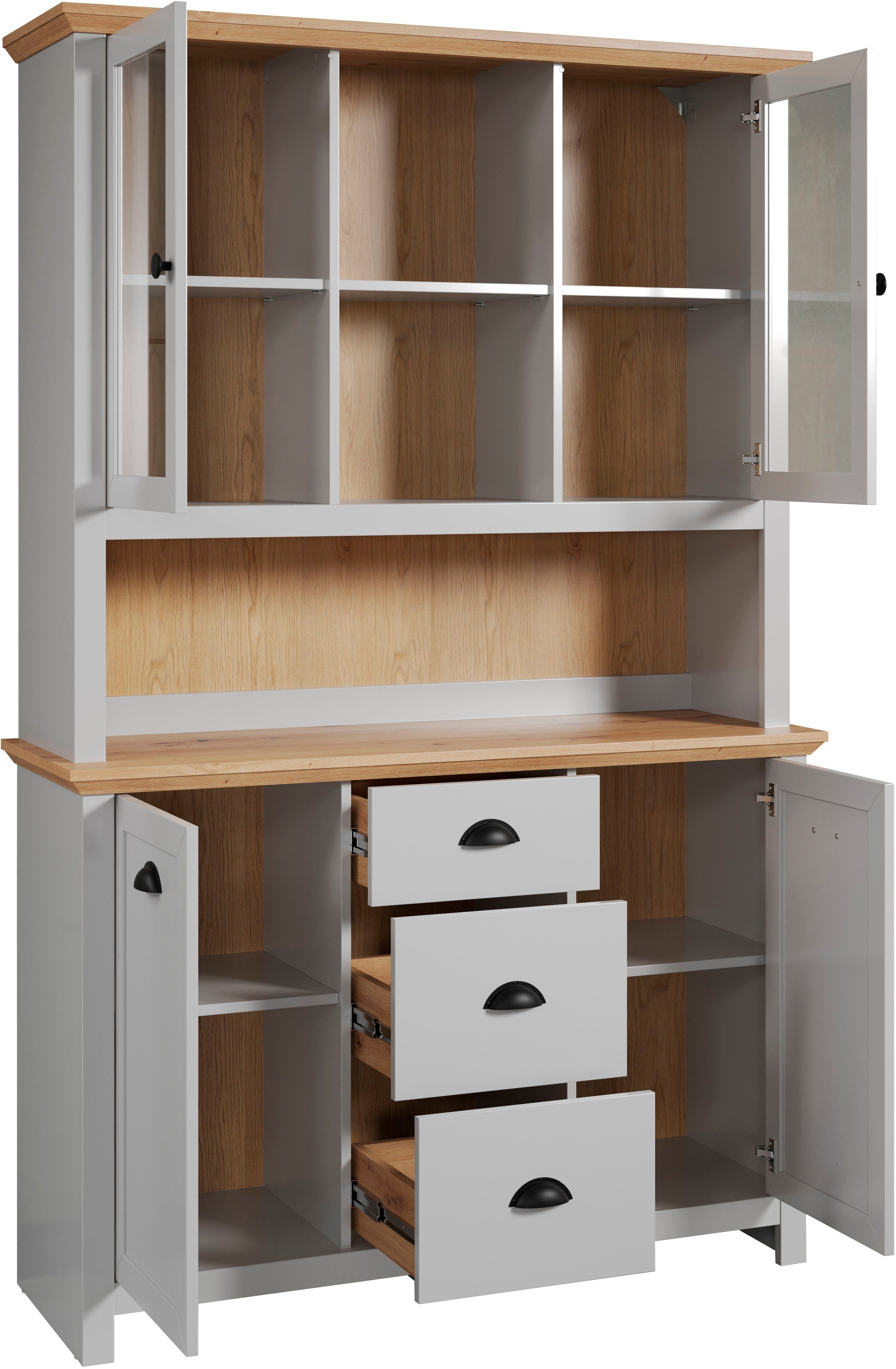 Home affaire Buffet Herzwill Artisan Eiche NB und hellgrau, matt, im Landhaus-Look