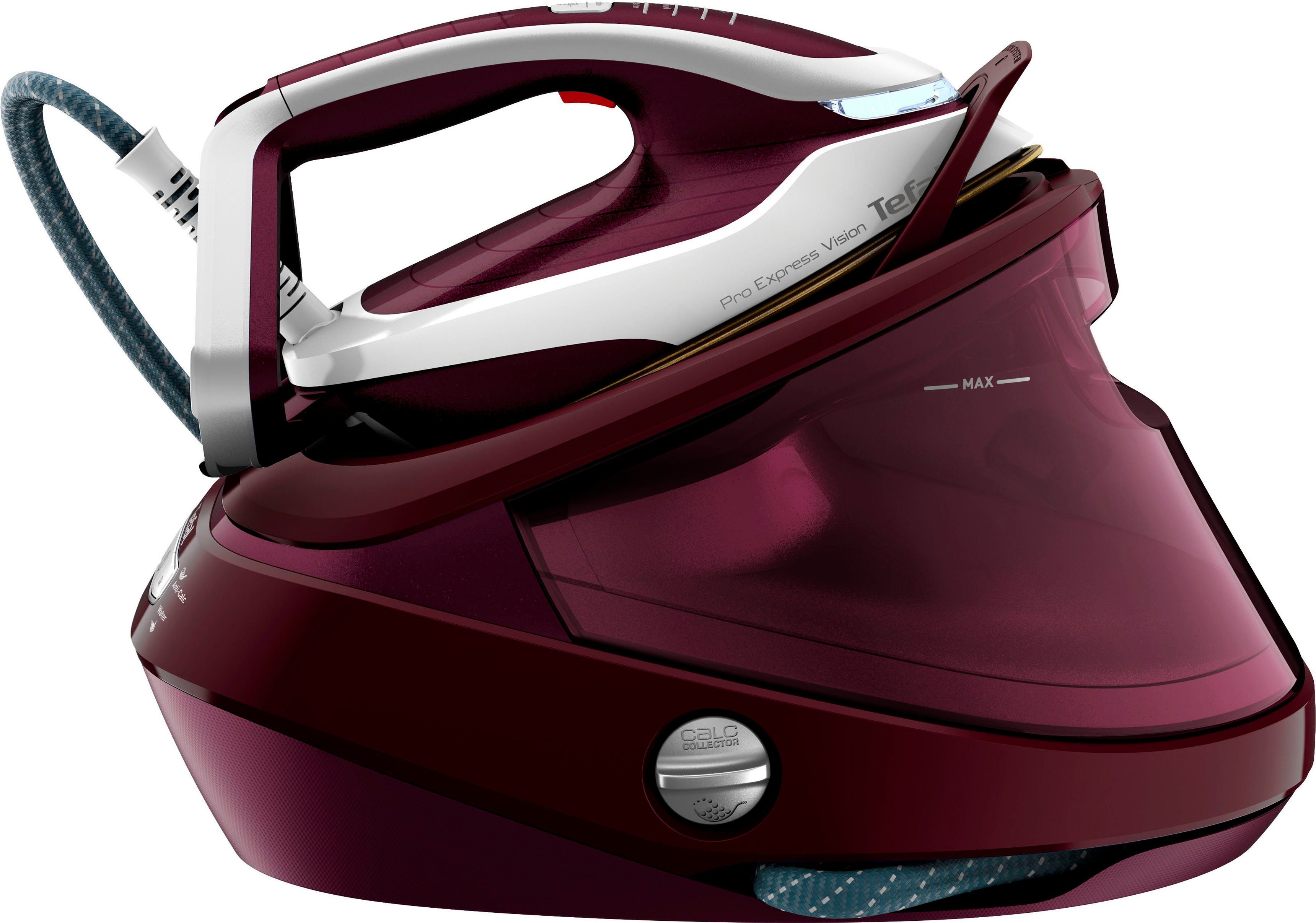 Tefal Dampfbügelstation GV9810 Pro Express Vision inklusive Dampfbürste DT2026, 1100 ml Wassertank, 8,3 Bar-Druck, 180 g/Min. konstanter Dampf, 680 g/Min. Dampfstoß