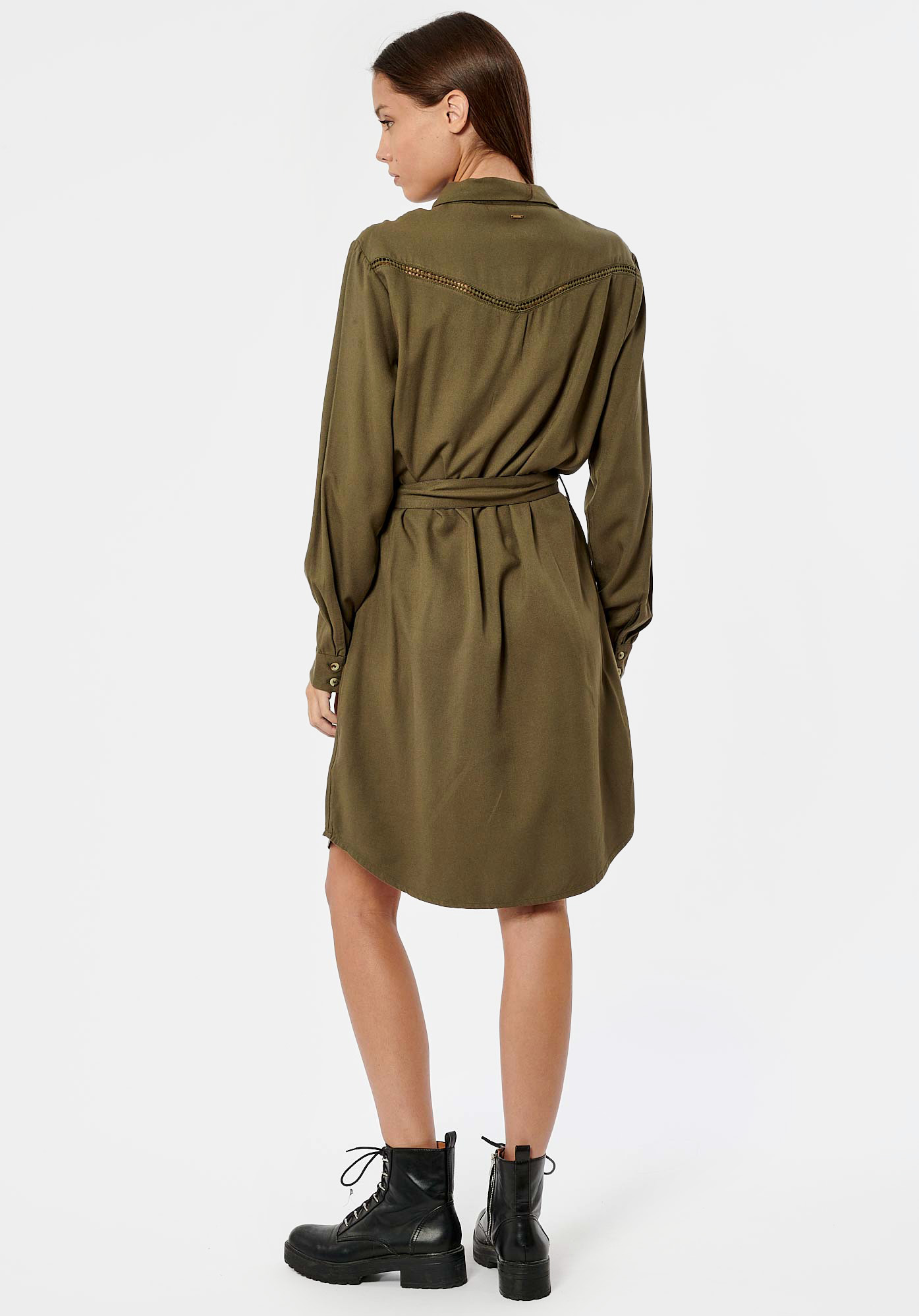BREE   Robe chemise kaki femme