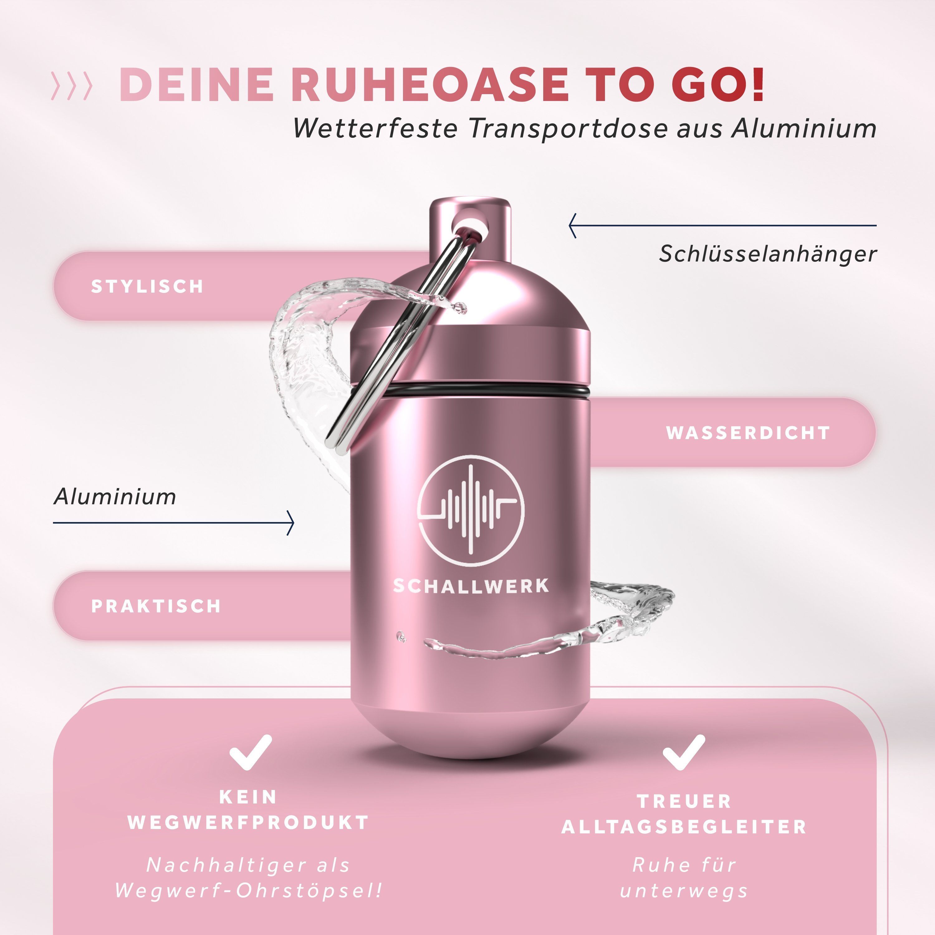 Schallwerk Gehörschutzstöpsel SCHALLWERK ® Women+ Gehörschutz Ohrstöpsel speziell für Frauen