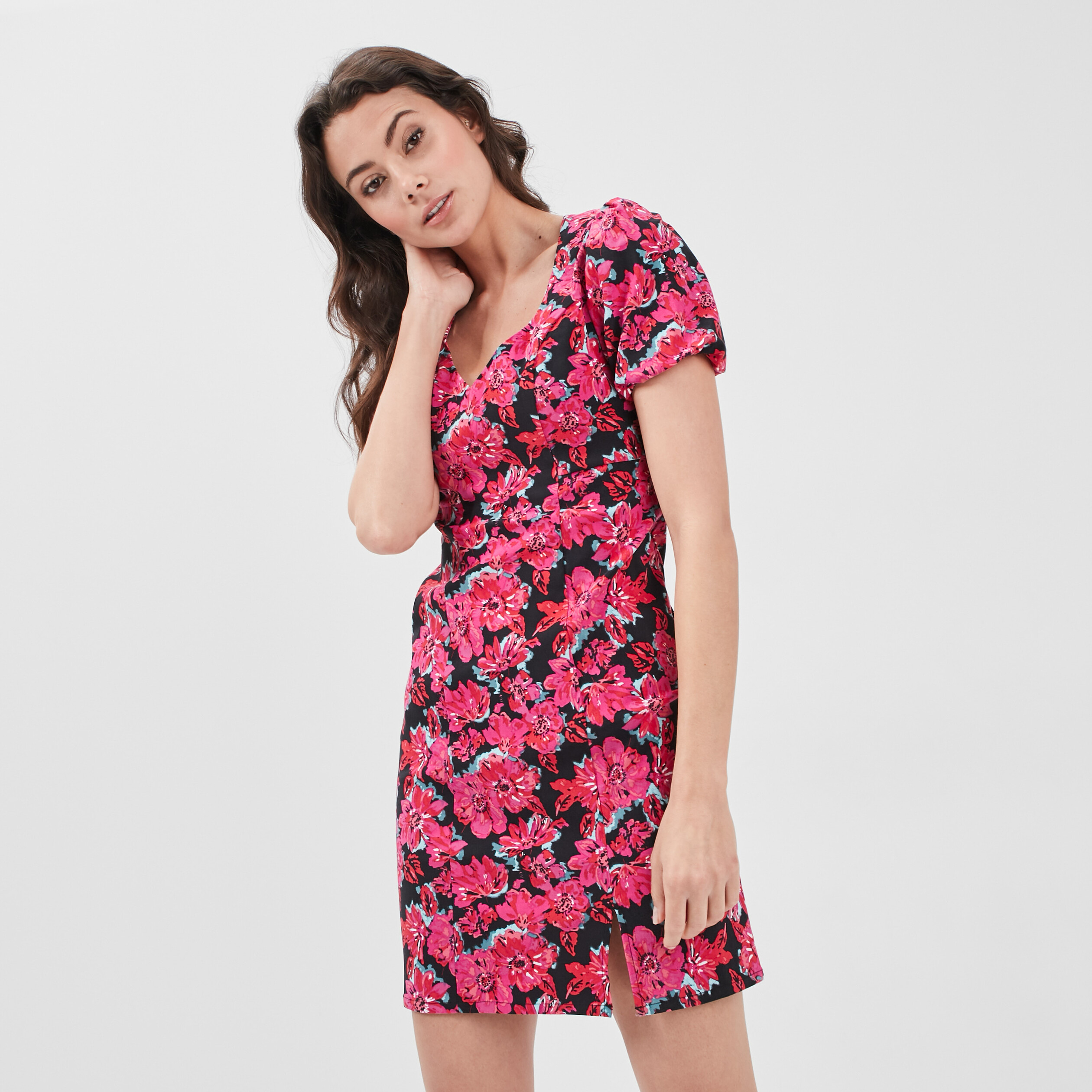 Robe droite manches courtes noir femme | La Halle