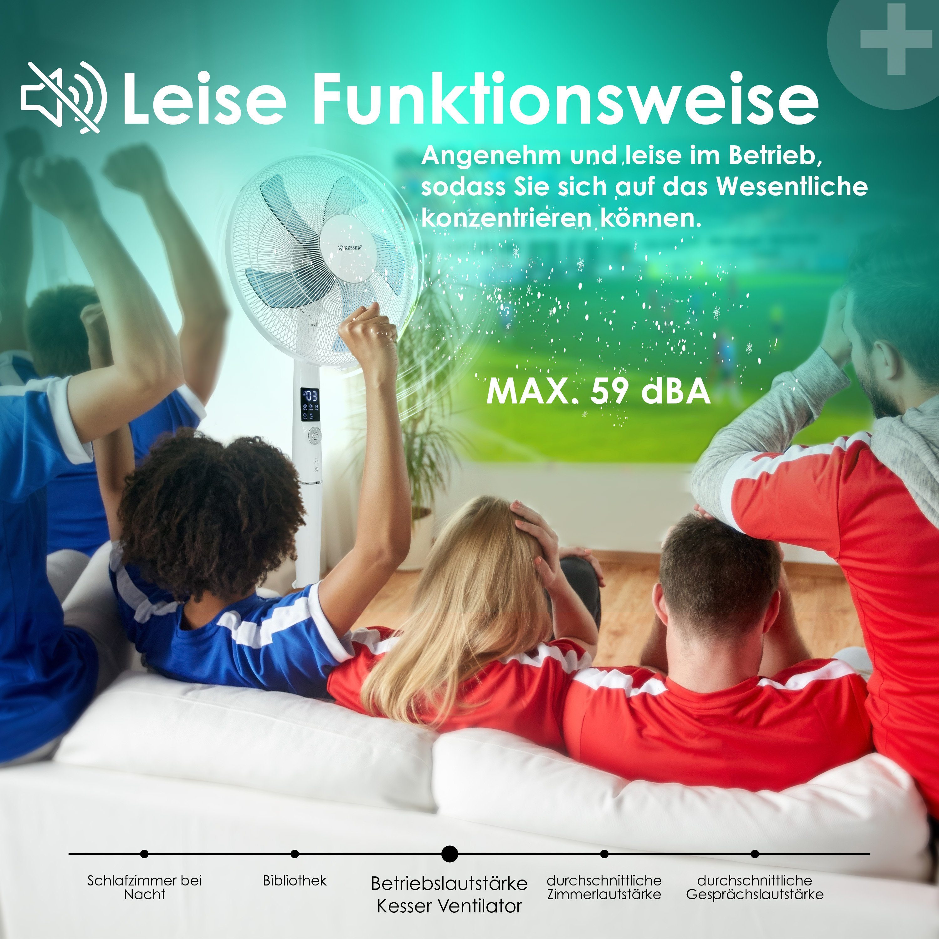 KESSER Standventilator, Standventilator mit Fernbedienung und Display Led Timer