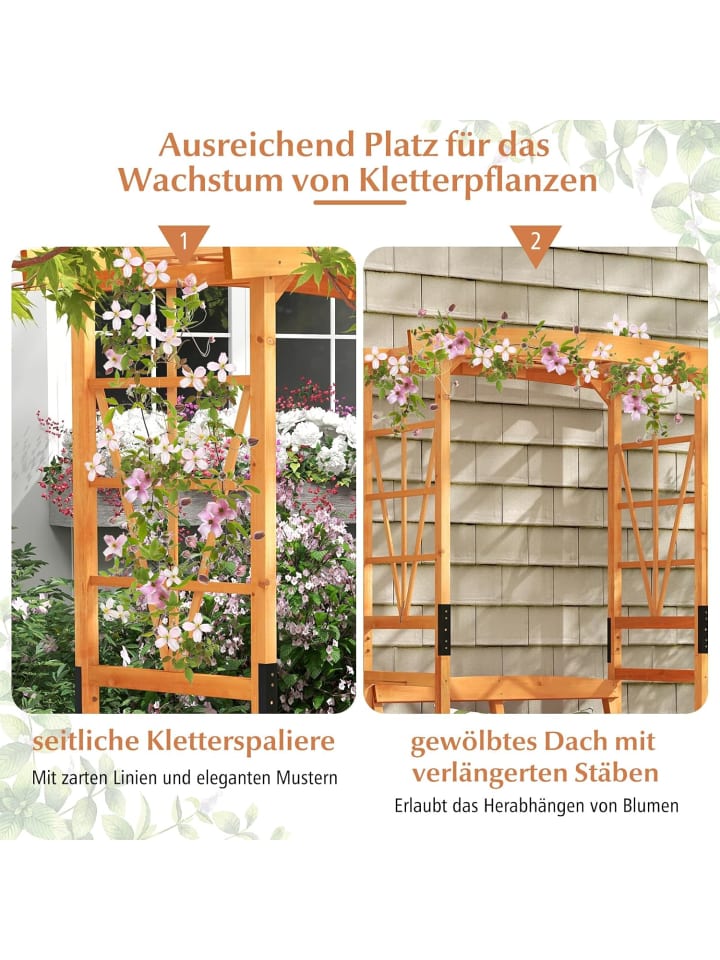 COSTWAY Gartenbank mit Rosenbogen in Hellbraun günstig kaufen onesize