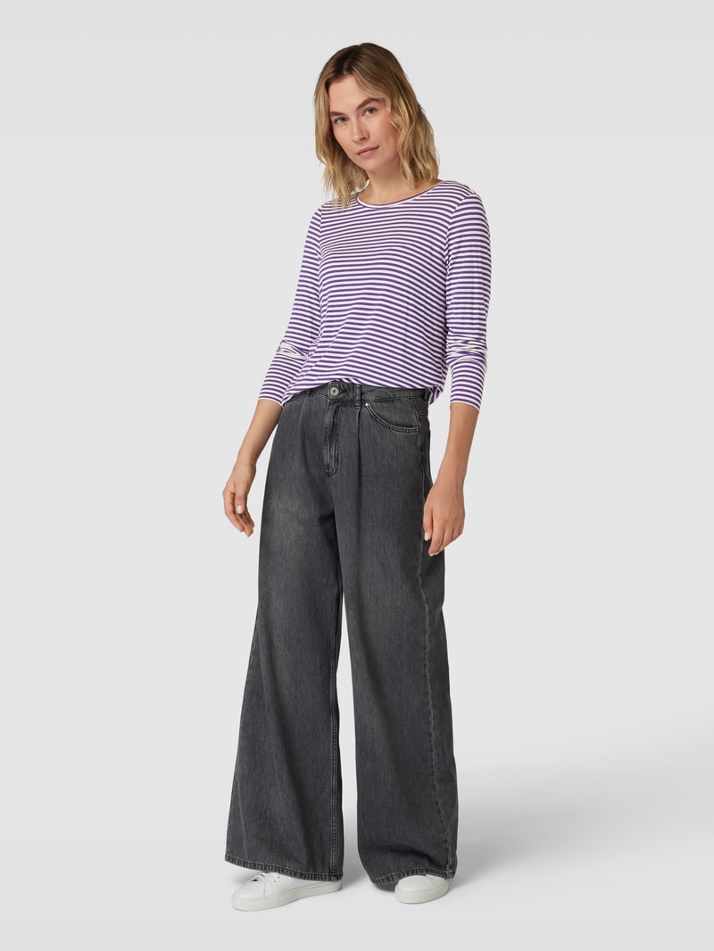 Longsleeve mit Streifenmuster und Rundhalsausschnitt in purple