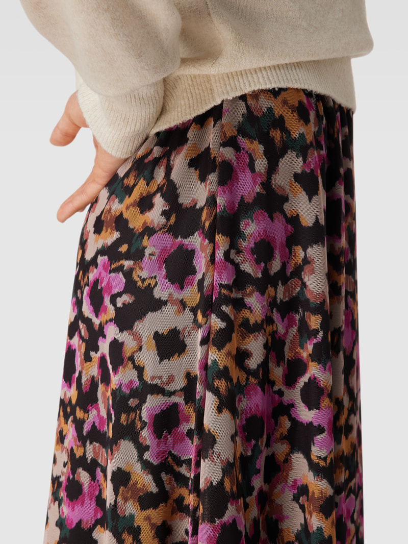 Midirock mit floralem Muster und elastischem Bund in pink