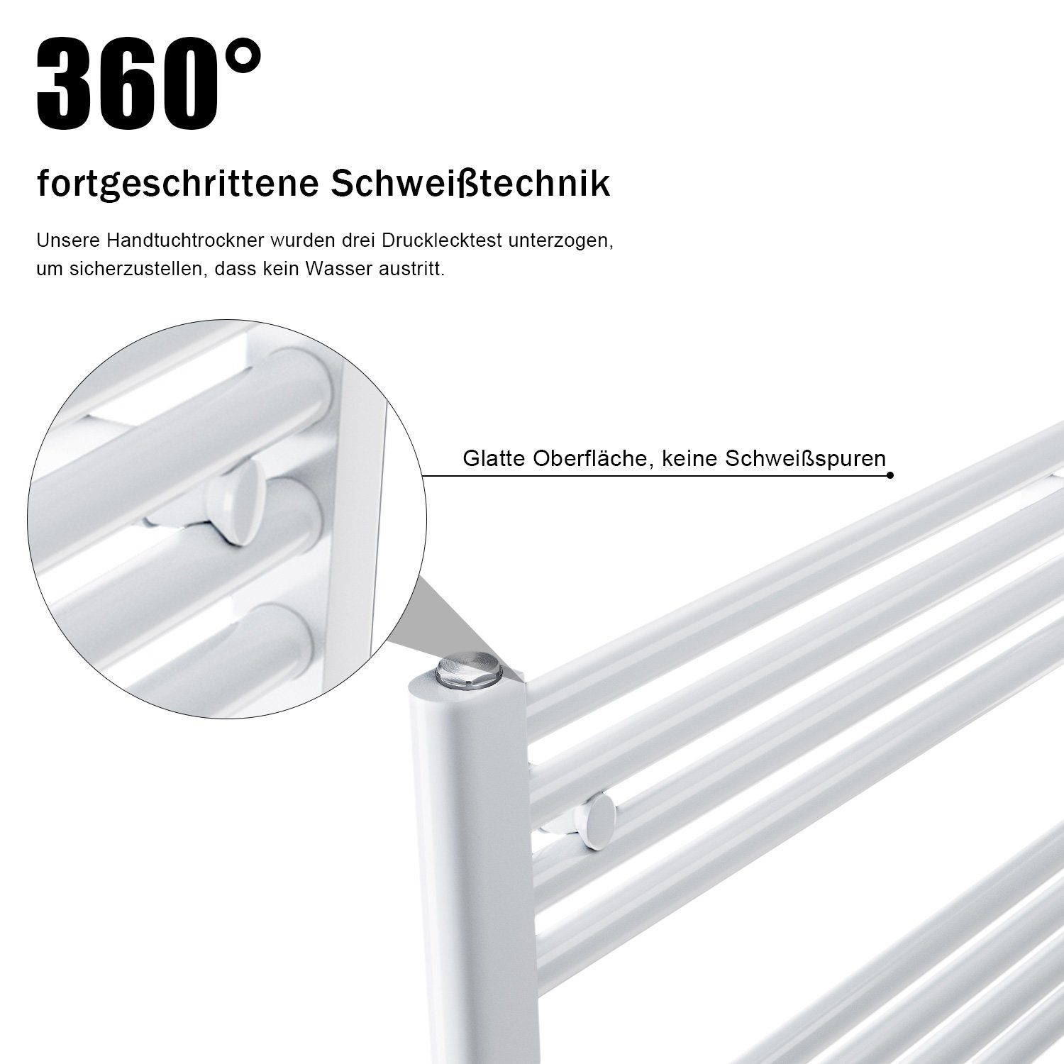 ELEGANT Badheizkörper Handtuchtrockner Handtuchwärmer Mittelanschluss, Weiß, mit/ohne Thermostat