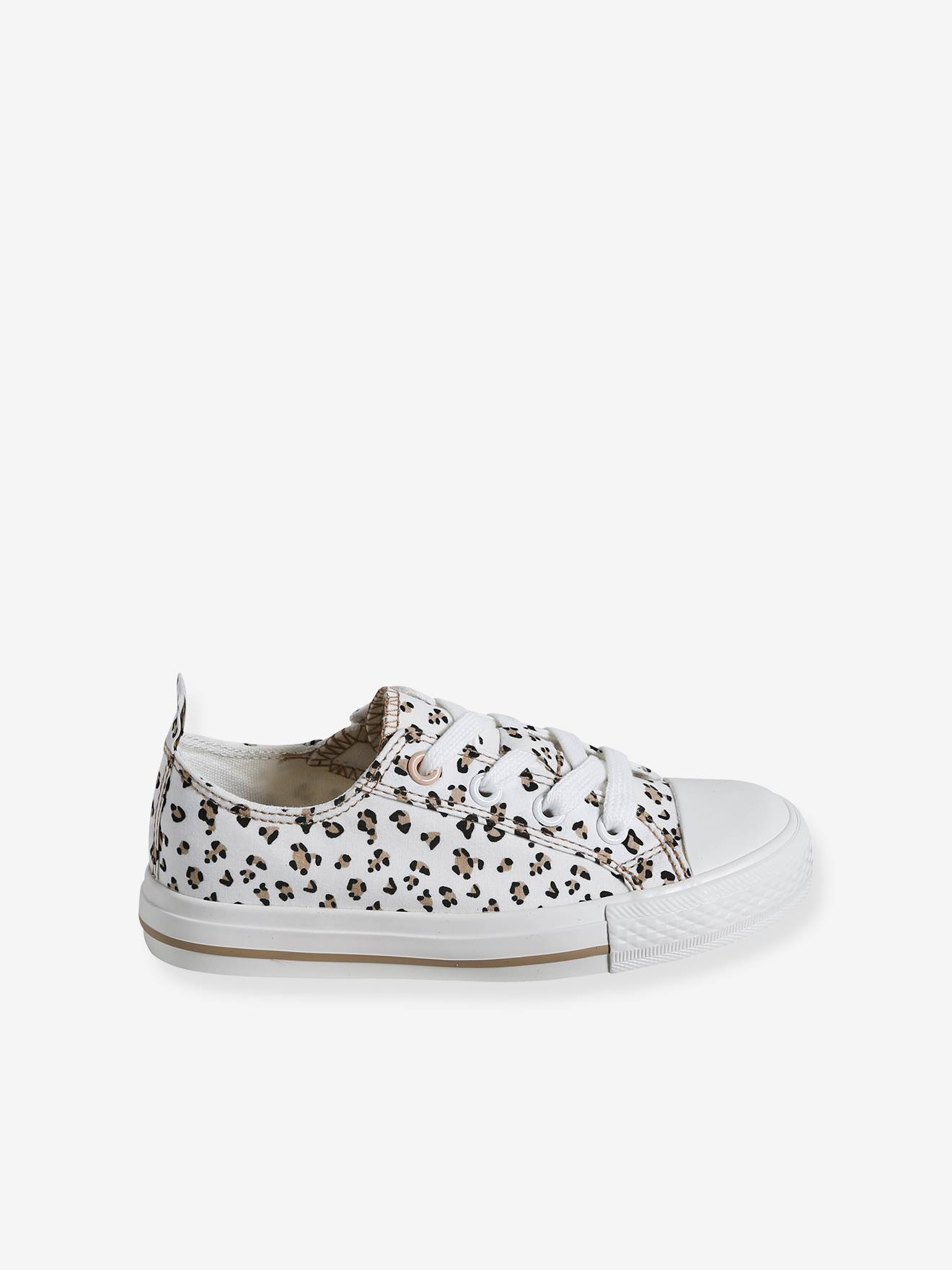 Vertbaudet Mädchen Stoff-Sneakers mit Reißverschluss - grün bedruckt/tropical