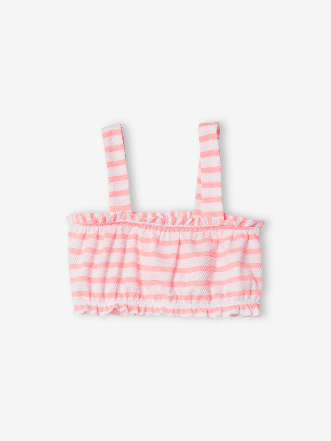 Vertbaudet Mädchen-Set: Cropped-Top & Shorts - weiß gestreift