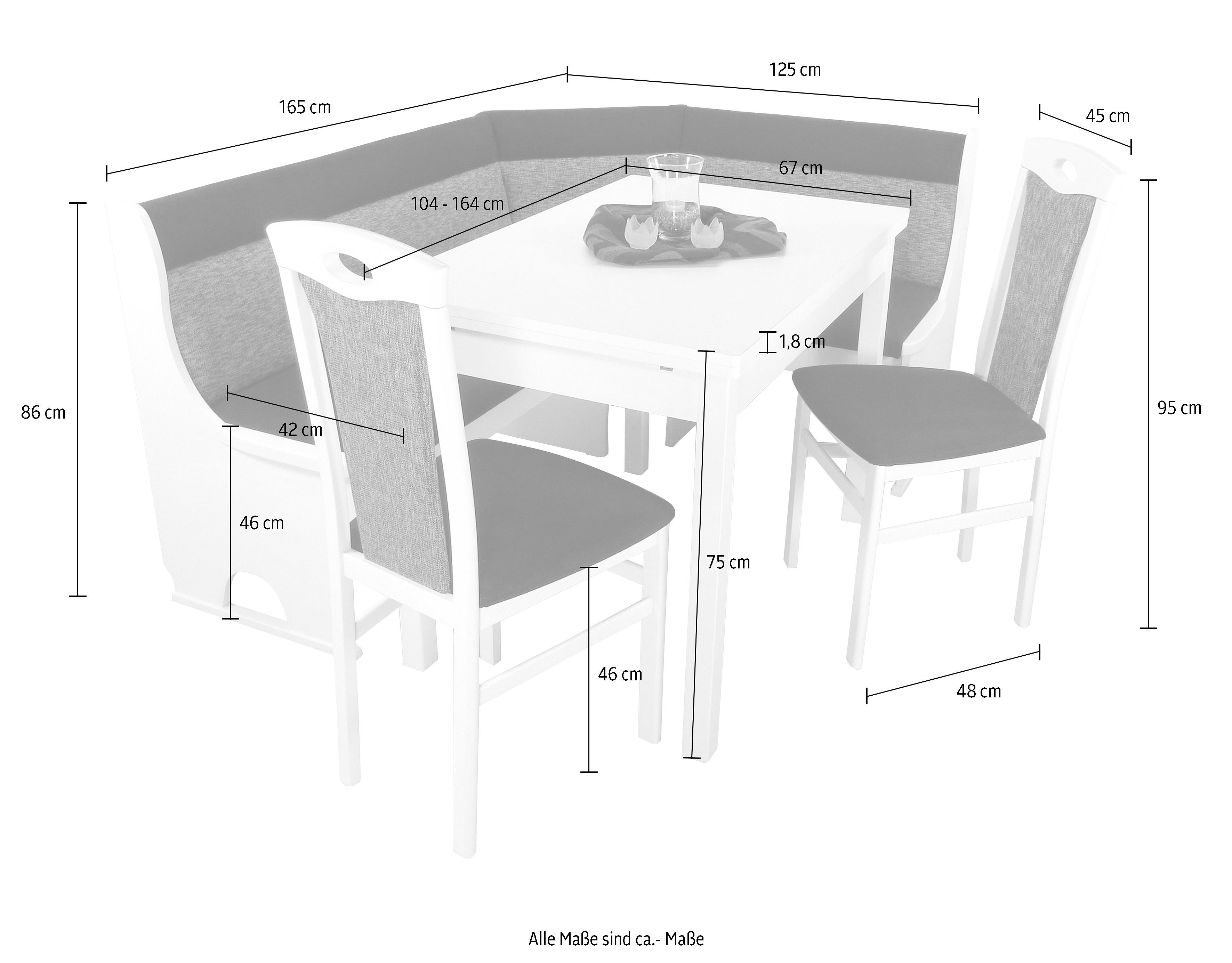 Home affaire Eckbankgruppe Madrid, (Set, 4-tlg), Schenkel wechselbar