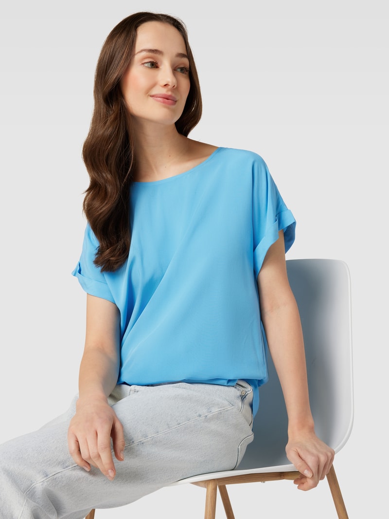 Blusenshirt aus reiner Viskose mit Kellerfalte in blau