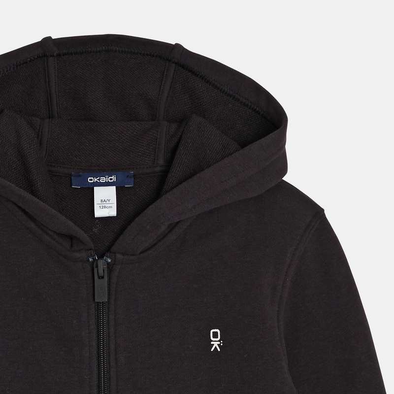 Sweat-shirt uni à capuche noir garçon
