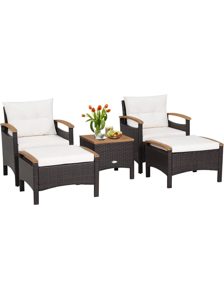 COSTWAY 5tlg. Polyrattan Gartenmöbel Set in Weiß günstig kaufen onesize
