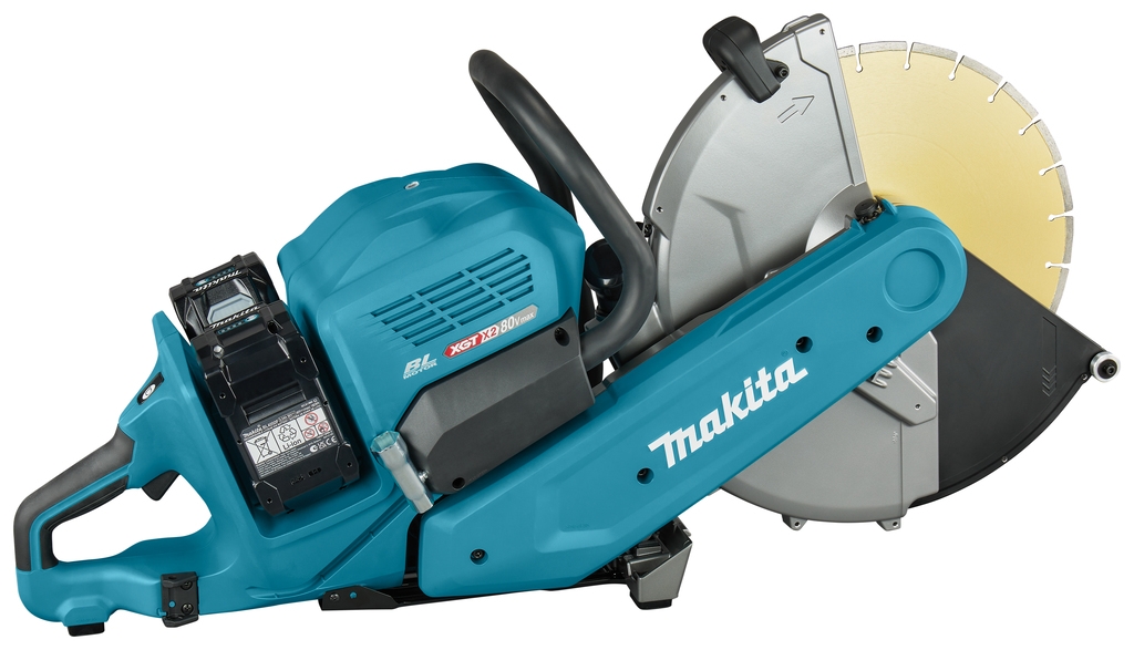 Scie à tronçonner Makita CE002GL204X 355 mm, 2 batteries Li-Ion 40 V Max 8,0 Ah avec transmetteur AWS