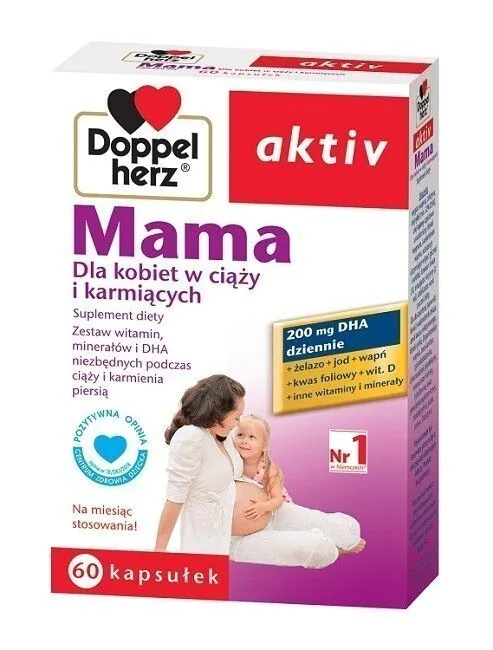 Doppelherz Aktiv Mama, maisto papildas nėščioms ir žindančioms moterims, kapsulės