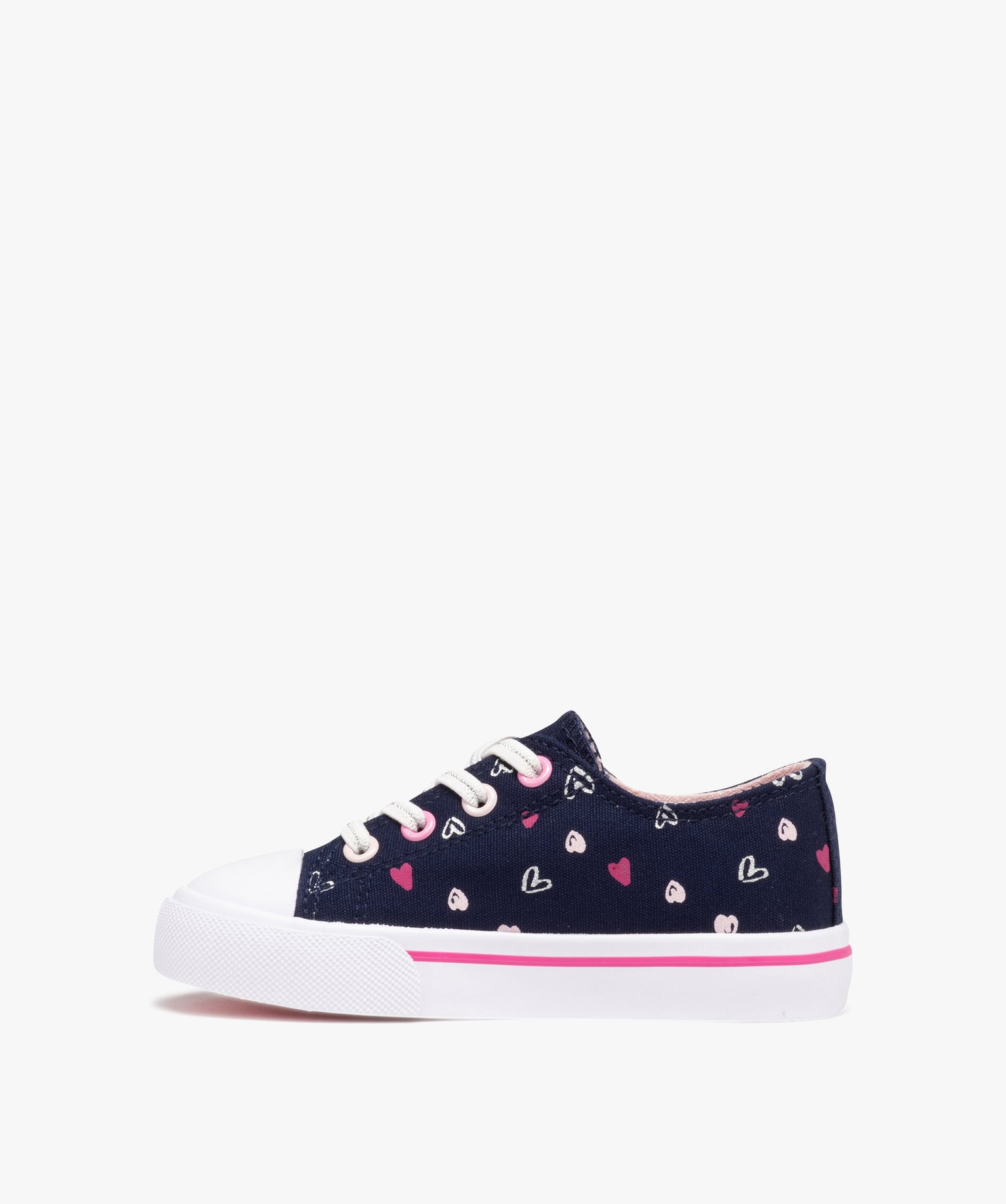 Tennis fille en toile imprimée fermeture lacets élastiques marine | GEMO