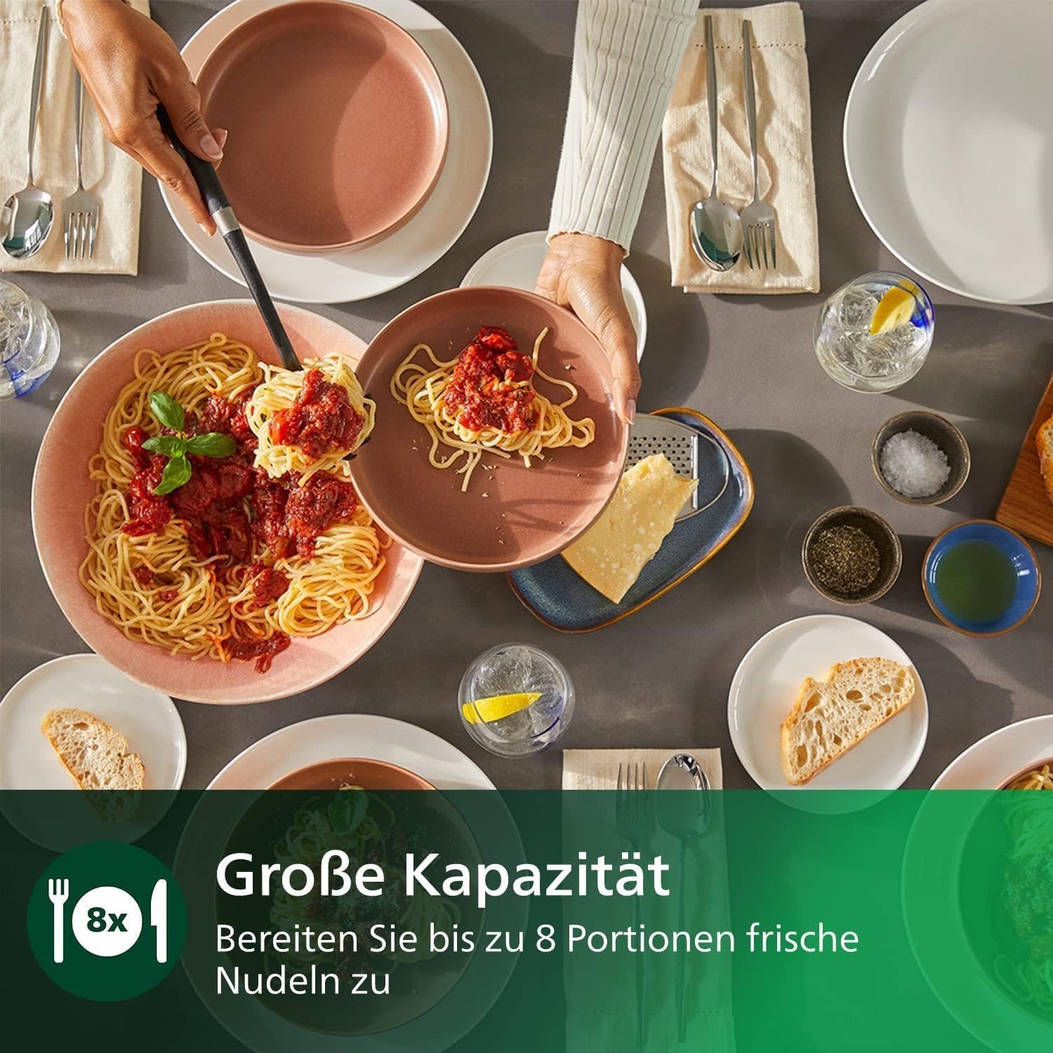 Philips Nudelmaschine Serie 7000,Schwarz,Nudelmaschine,Elektrisch,Nudel Maschine,Pastamaker, 200,00 W, Pasta Maschine,Nudel herstellen,mit Formscheiben,Nudelmaschinen