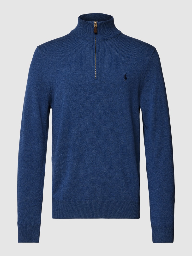 Strickpullover aus Wolle mit Logo-Stitching in blau
