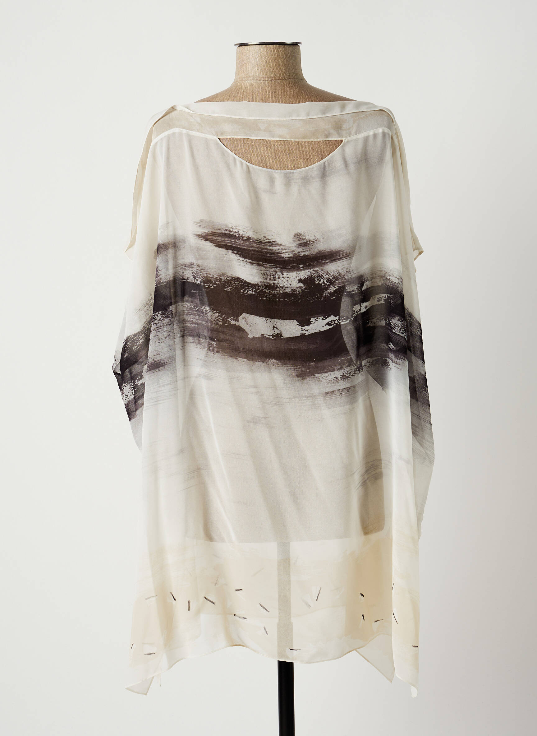 Lauren Vidal Tuniquemanchecourte Femme couleur beige