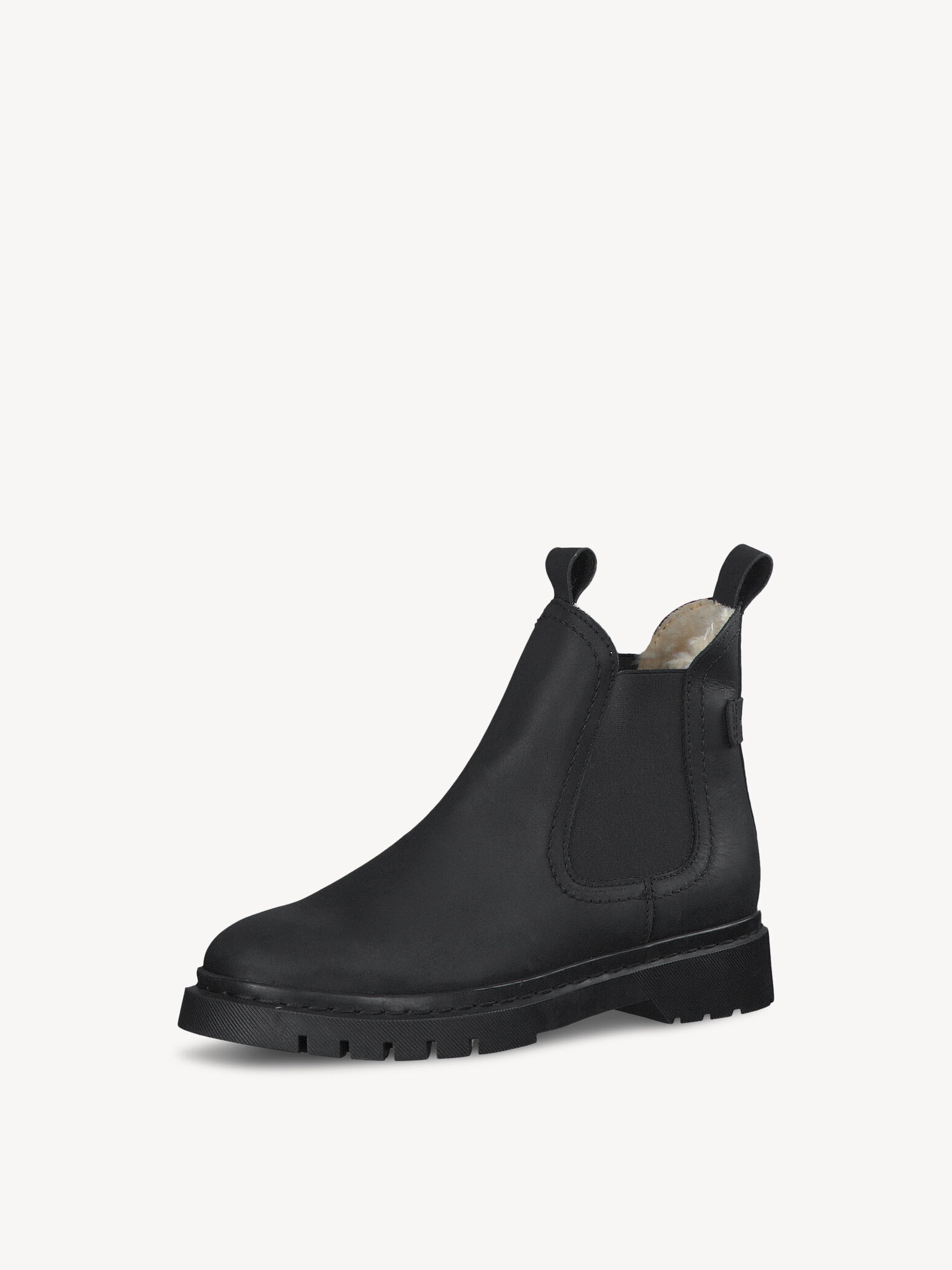 Bottine en cuir - noir doublure chaude