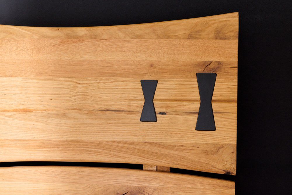 riess-ambiente Holzbett AMAZONAS 180x200cm natur / schwarz (Einzelartikel, 1-tlg), Schlafzimmer · Massivholz · Baumkante · Kingsize · Industrial Design