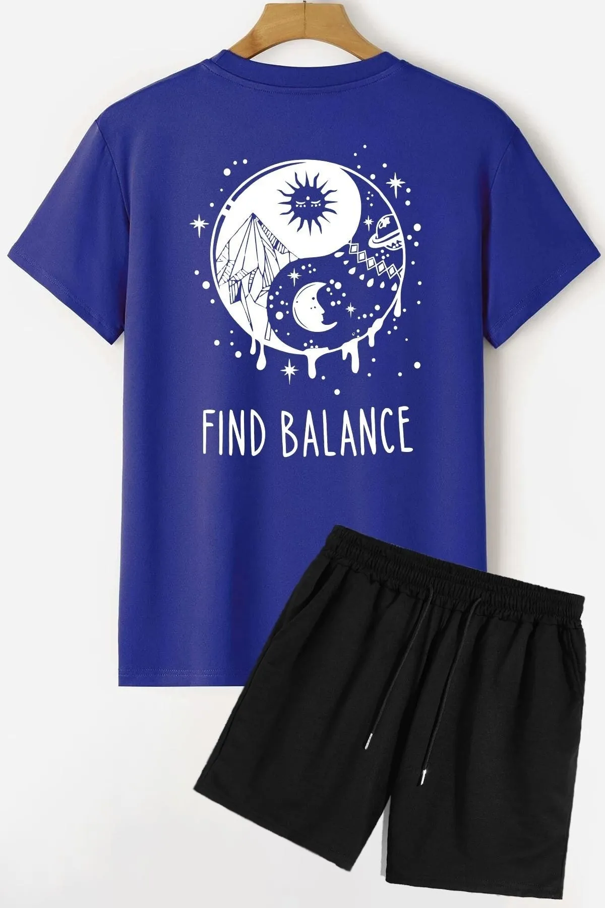 trendypassion  Ying Yang Shorts T-Shirt-Trainingsanzug-Set