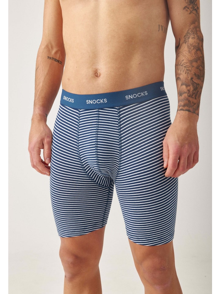 SNOCKS Lange Boxershorts 6 Stück in Blau (Streifen) günstig kaufen