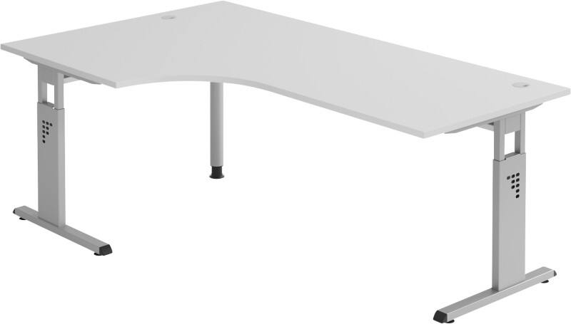 Hammerbacher Matrix Höhenverstellbar Schreibtisch Freiform Aluminium, Holz, Kunststoff, Spanplatte C-Fuß 2.000 x 1.200 x 850 mm