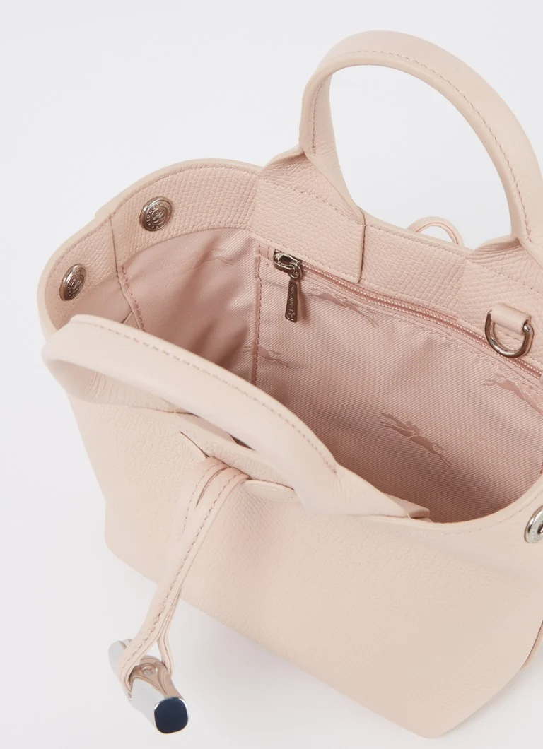 Geantă din piele Longchamp Le Roseau XS cu curea de umăr detașabilă.