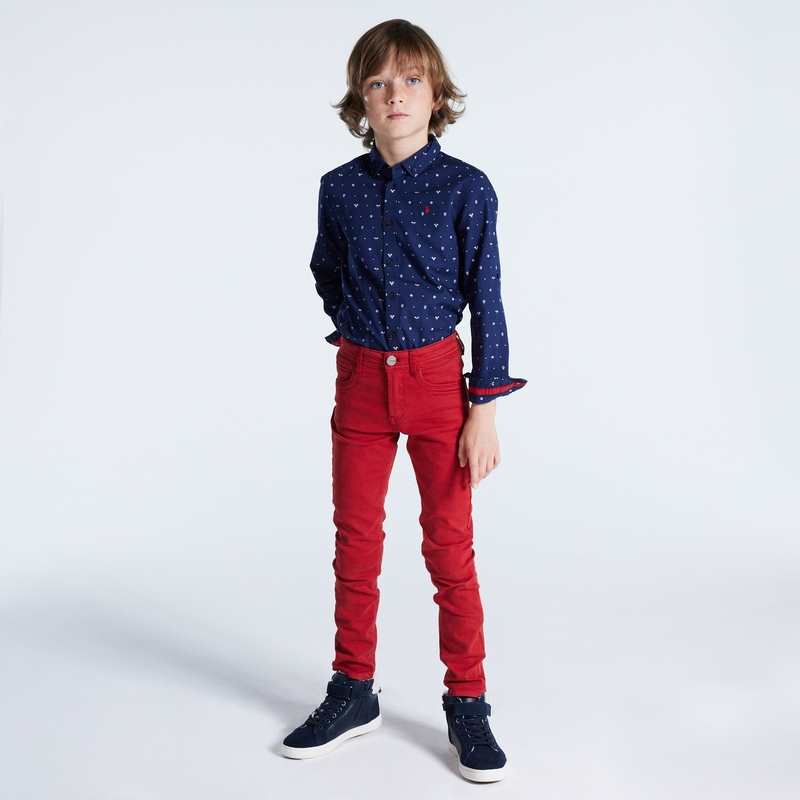 Pantalon skinny en toile unie rouge garçon