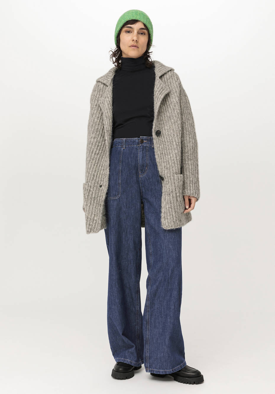Strickjacke aus Alpaka mit Bio-Baumwolle