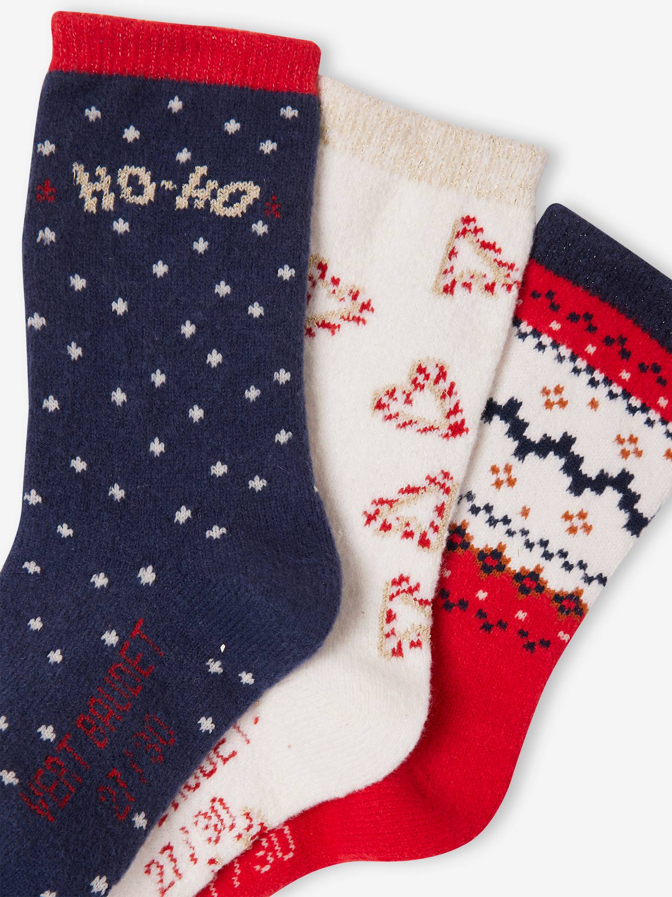 Vertbaudet Mädchen Weihnachts-Geschenkset: 3er-Pack Socken Oeko-Tex - rot