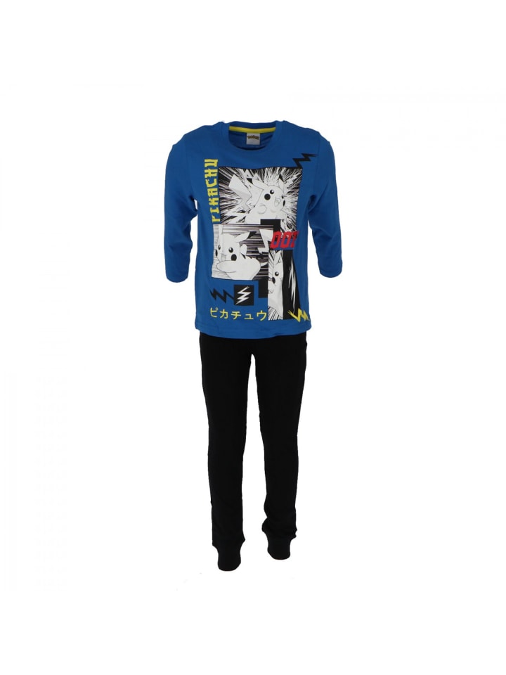Pokémon Pokémon Pyjama für Kinder Bequemer Schlafanzug aus reiner in Blau günstig kaufen 110/116