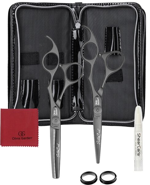 Olivia Garden Silk Cut 2er-Set Matt Black Scherenset